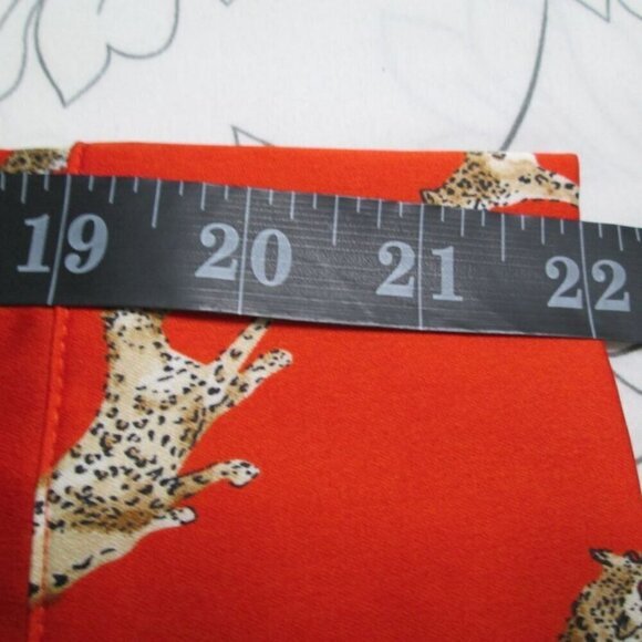 Nwot Leopard-Print Ruffle-Neck Long Sleeve Blouse-Reddish Orange-1P/8 - Picture 12 of 16